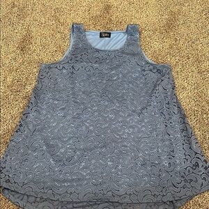 Gray Embellished Boxy Sleeveless Tank Top